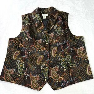 Orvis Paisley Vest Womens Size XL Western Artsy Retro Jacket Art to Wear